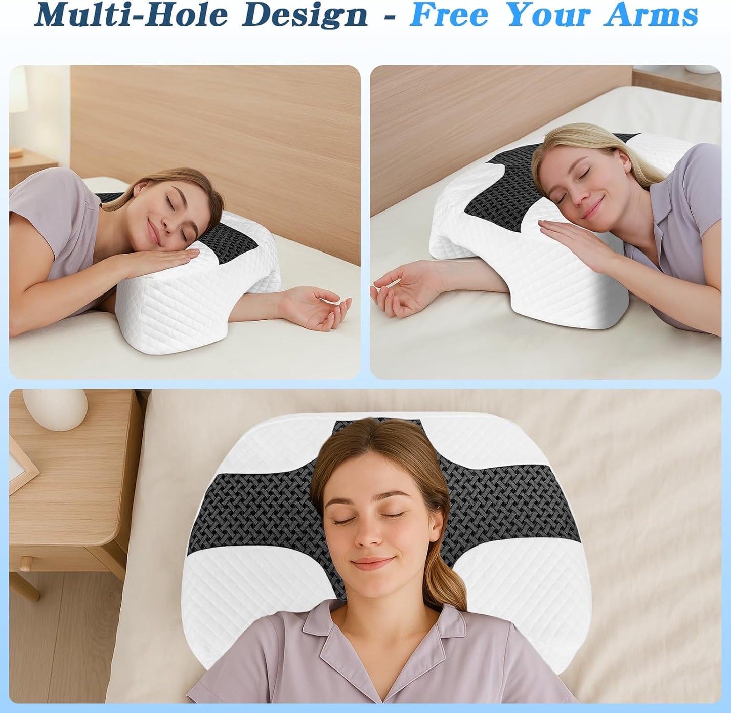 Side Sleeper Pillow with Arm Hole, Memory Foam Shoulder Pillow,