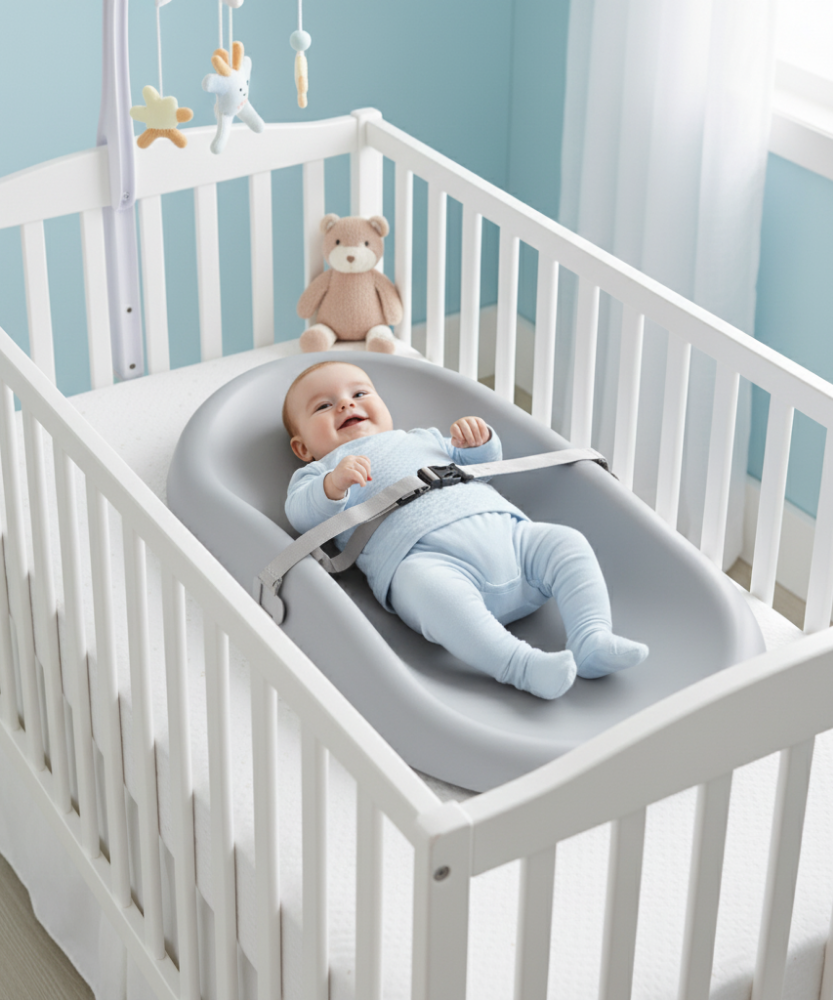 Wipe-Clean Changing Pad, Waterproof & Wipeable, Soft & Non-Slip Diaper Adjustable Safety Belt