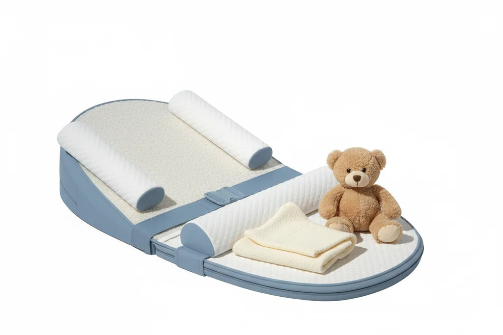 Baby Reflux Bed with Strap – 4-Position Adjustable Incline & Coconut Palm Mattress