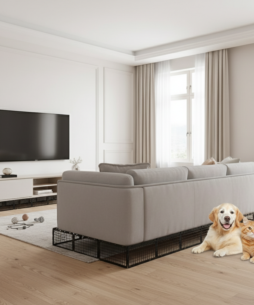 Under Couch Blocker, Under Bed Blocker 12 Pack, Adjustable Under Furniture Blocker Blocks Pets & Toys Underneath, Ideal for Living Room,