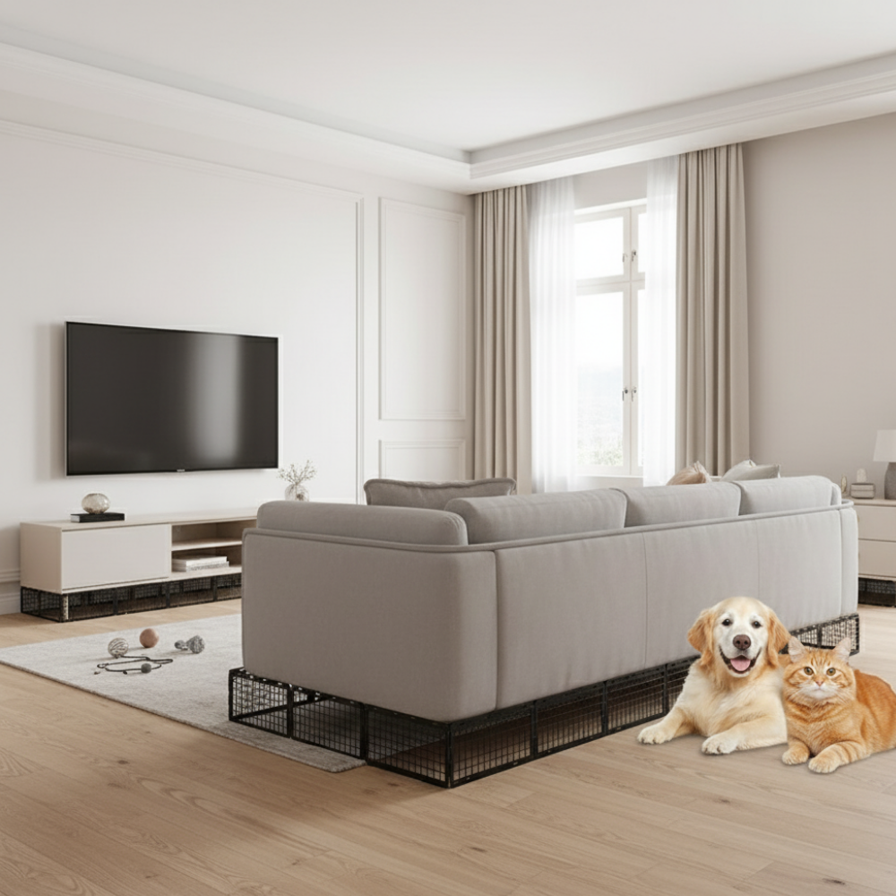 Under Couch Blocker, Under Bed Blocker 12 Pack, Adjustable Under Furniture Blocker Blocks Pets & Toys Underneath, Ideal for Living Room,