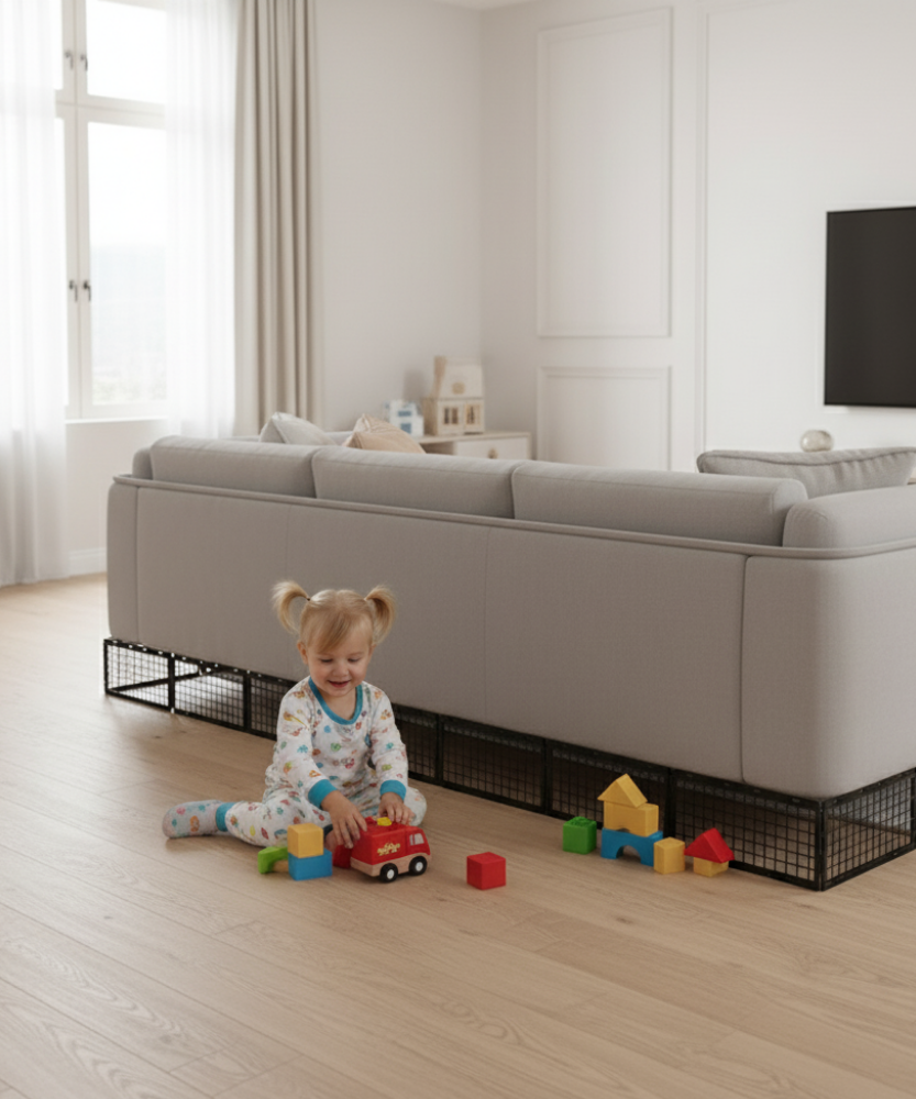 Under Couch Blocker, Under Bed Blocker 12 Pack, Adjustable Under Furniture Blocker Blocks Pets & Toys Underneath, Ideal for Living Room,