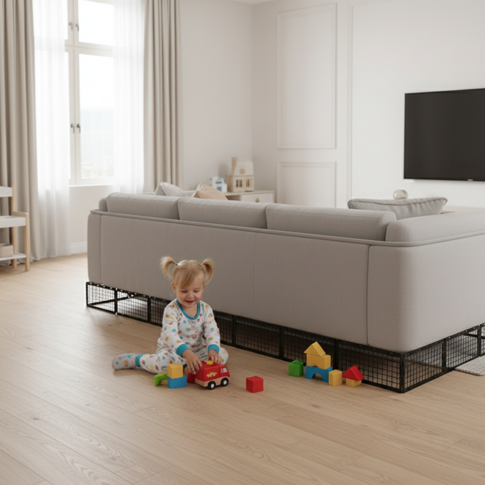 Under Couch Blocker, Under Bed Blocker 12 Pack, Adjustable Under Furniture Blocker Blocks Pets & Toys Underneath, Ideal for Living Room,