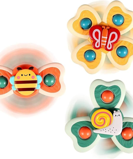 Baby Bath & Sensory Spinner Toys – 3PCS Suction Cup Spinning Tops for Kids 12–36 Months