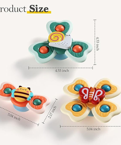 Baby Bath & Sensory Spinner Toys – 3PCS Suction Cup Spinning Tops for Kids 12–36 Months