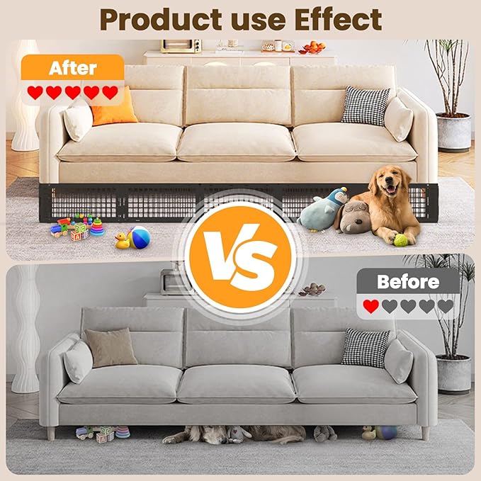 Under Couch Blocker, Under Bed Blocker 12 Pack, Adjustable Under Furniture Blocker Blocks Pets & Toys Underneath, Ideal for Living Room,