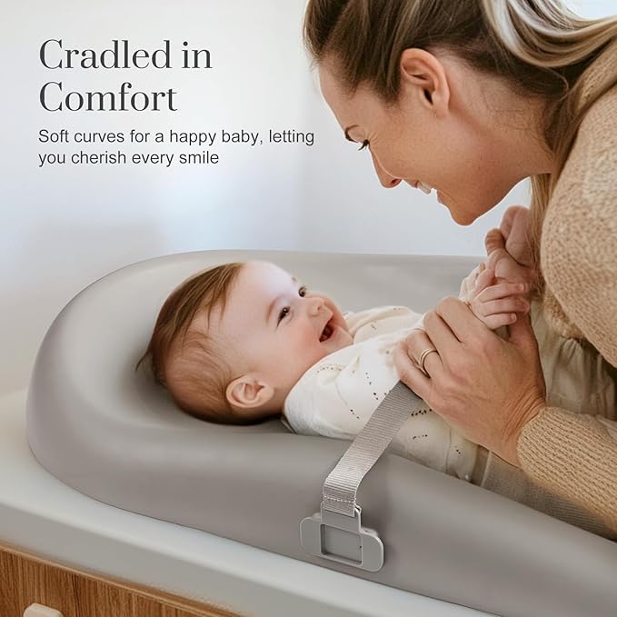 Wipe-Clean Changing Pad, Waterproof & Wipeable, Soft & Non-Slip Diaper Adjustable Safety Belt