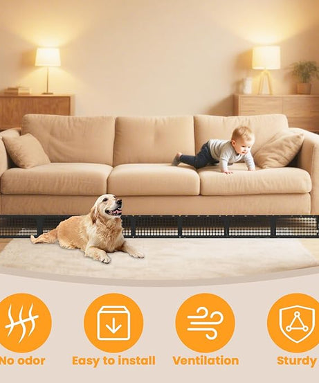 Under Couch Blocker, Under Bed Blocker 12 Pack, Adjustable Under Furniture Blocker Blocks Pets & Toys Underneath, Ideal for Living Room,