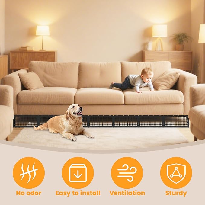 Under Couch Blocker, Under Bed Blocker 12 Pack, Adjustable Under Furniture Blocker Blocks Pets & Toys Underneath, Ideal for Living Room,