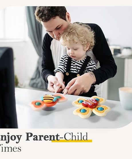 Baby Bath & Sensory Spinner Toys – 3PCS Suction Cup Spinning Tops for Kids 12–36 Months