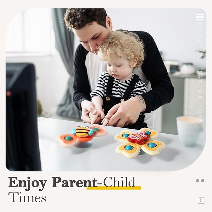 Baby Bath & Sensory Spinner Toys – 3PCS Suction Cup Spinning Tops for Kids 12–36 Months