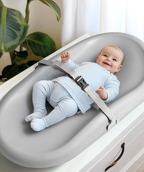 Wipe-Clean Changing Pad, Waterproof & Wipeable, Soft & Non-Slip Diaper Adjustable Safety Belt