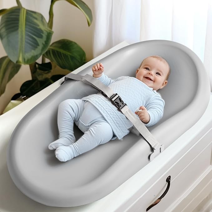 Wipe-Clean Changing Pad, Waterproof & Wipeable, Soft & Non-Slip Diaper Adjustable Safety Belt