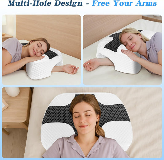 Side Sleeper Pillow with Arm Hole, Memory Foam Shoulder Pillow,