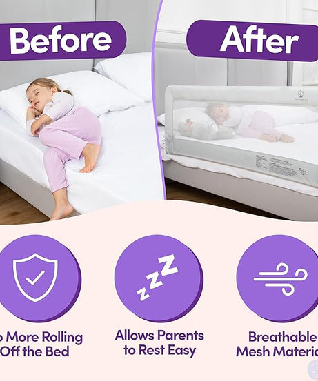 tra Long Toddler Bed Rail Guard – 55.5" Swing Down Safety Side Rail (Fits Twin, Full, Queen & King)