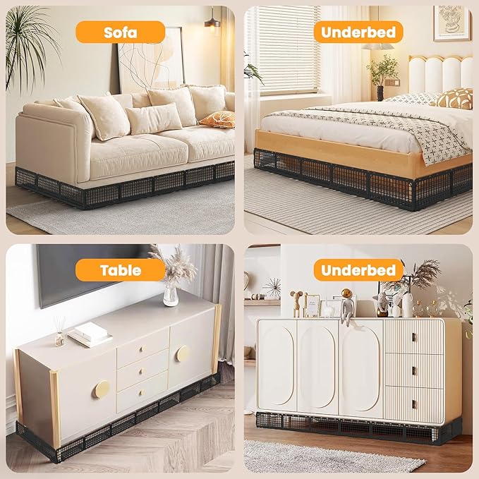 Under Couch Blocker, Under Bed Blocker 12 Pack, Adjustable Under Furniture Blocker Blocks Pets & Toys Underneath, Ideal for Living Room,