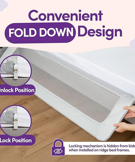 tra Long Toddler Bed Rail Guard – 55.5" Swing Down Safety Side Rail (Fits Twin, Full, Queen & King)