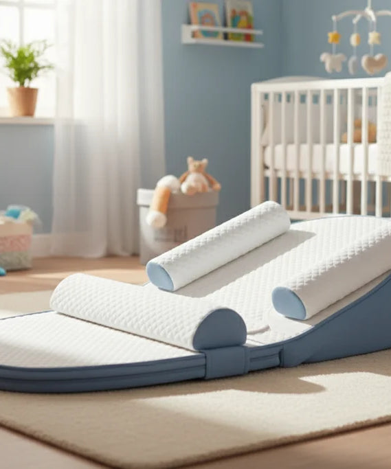 Baby Reflux Bed with Strap – 4-Position Adjustable Incline & Coconut Palm Mattress